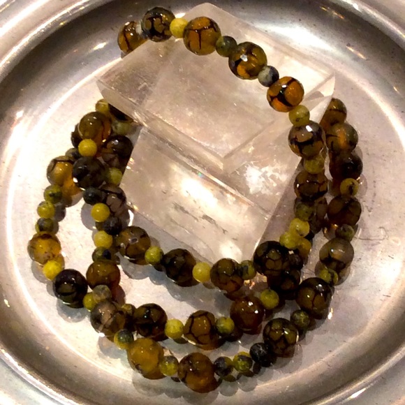 handmade Jewelry - fire agate and yellow turquoise bead ⭐️ necklace